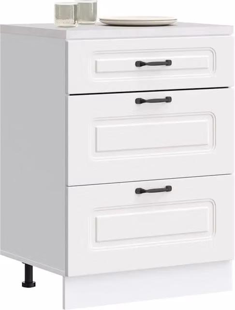 Base da cucina vidaXL bianca con ante a battente e cassetti in legno opaco L/P/H: 81,5 x 46 x 60 cm