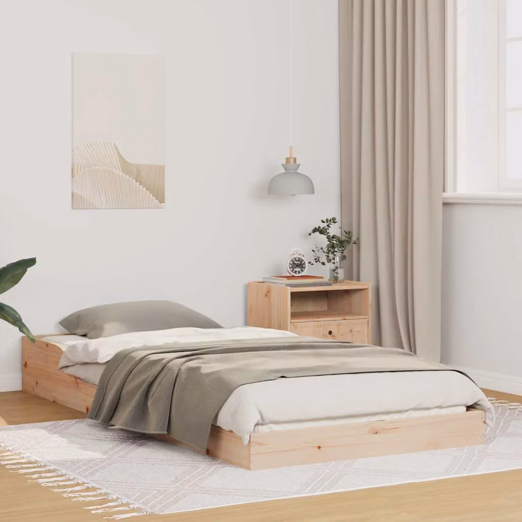 Struttura del letto moderna in pino massello vidaXL colore marrone L 210 x P 93,5 x H 110 cm