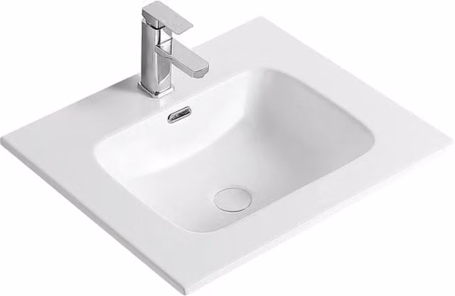 Consolle con vasca centrale LINPH in ceramica Bianco lucido L: 101 cm, P: 51,5 cm, H: 18 cm