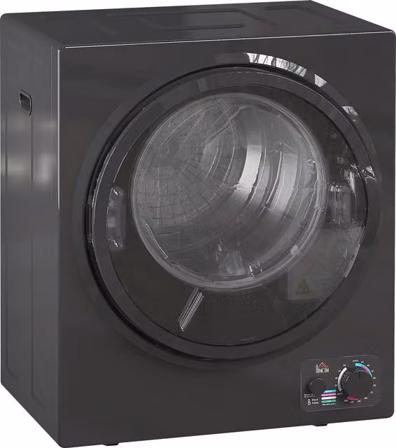 Asciugatrice elettrica portatile HOMCOM 850W con capacità 33L, 4 programmi di funzionamento, acciaio inox e plastica, colore nero, L: 49 cm, P: 40,5 cm, H: 60 cm