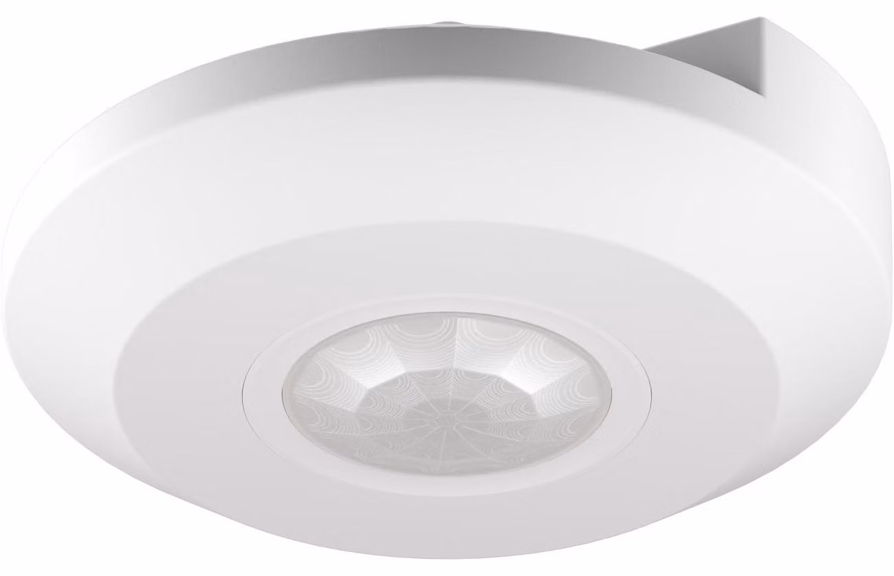 Rilevatore di movimento Slim, bianco, per montaggio a vista a soffitto, rilevamento a 360°, portata 8 m, per interni (IP20), compatibile con LED