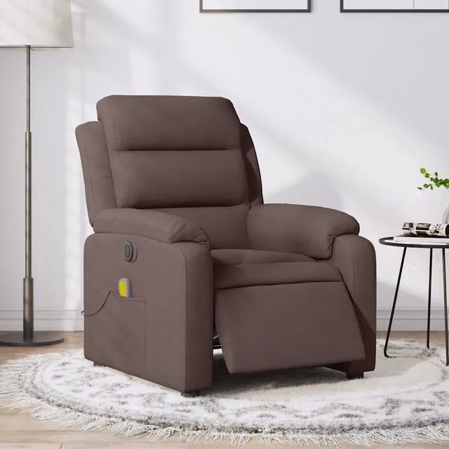 Poltrona relax reclinabile elettrica vidaXL in tessuto marrone con braccioli e imbottitura in schiuma – 1
