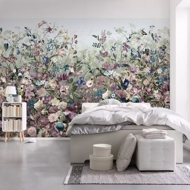 Fotomurale Komar Botanica con motivo floreale primaverile, Multicolore, L: 368 cm x H: 254 cm