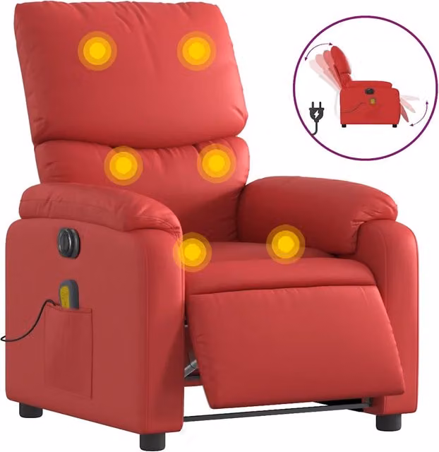 Poltrona | Sedia Relax Massaggio Elettrica Reclinabile Rosso Similpelle