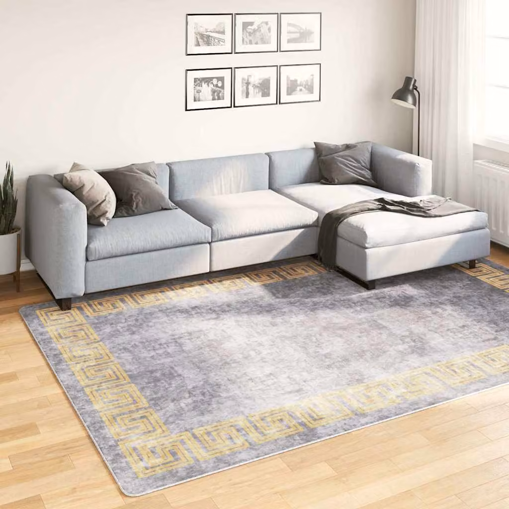 Tappeto lavabile vidaXL moderno in poliestere grigio L: 190 cm x P: 300 cm