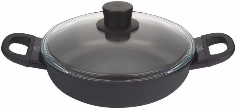 Tegame in alluminio antiaderente per induzione con maniglie e coperchio linea Avola, diam. 24cm (FINE SERIE)