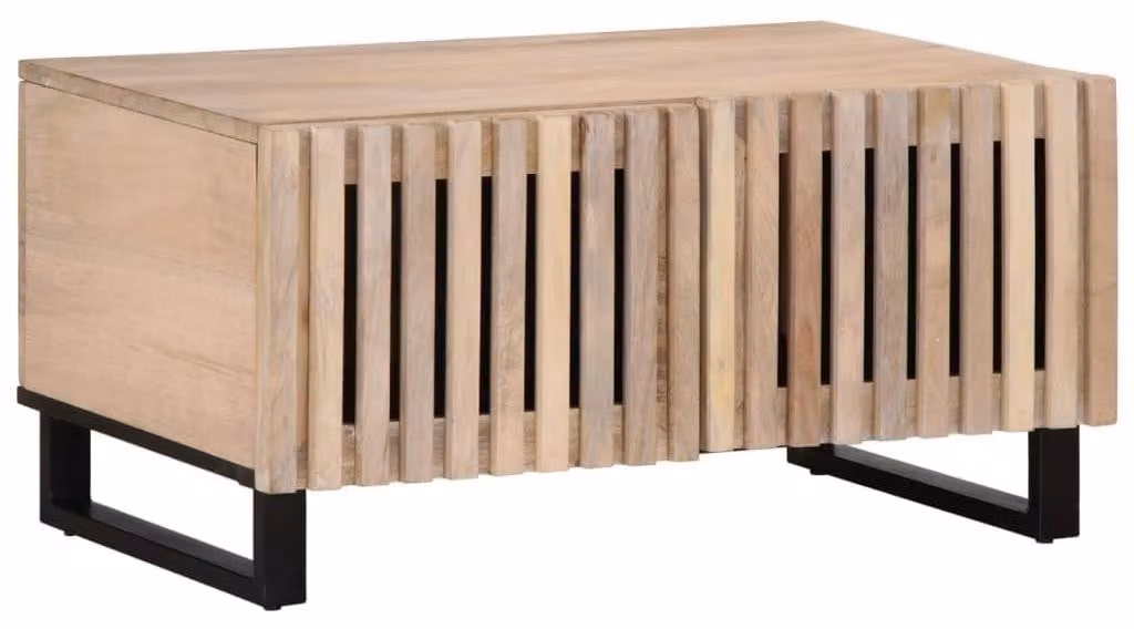 Tavolino da salotto in legno di mango massello, dimensioni 80x51x40 cm