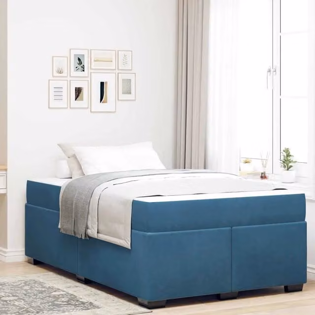 Struttura letto moderno vidaXL in tessuto blu con telaio imbottito L: 120 cm, P: 200 cm, H: 66 cm – 1