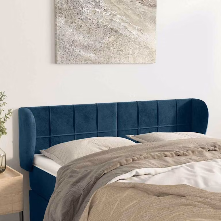 Testiera ad orecchio vidaXL in velluto blu scuro L: 147 cm, P: 23 cm, H: 78-88 cm