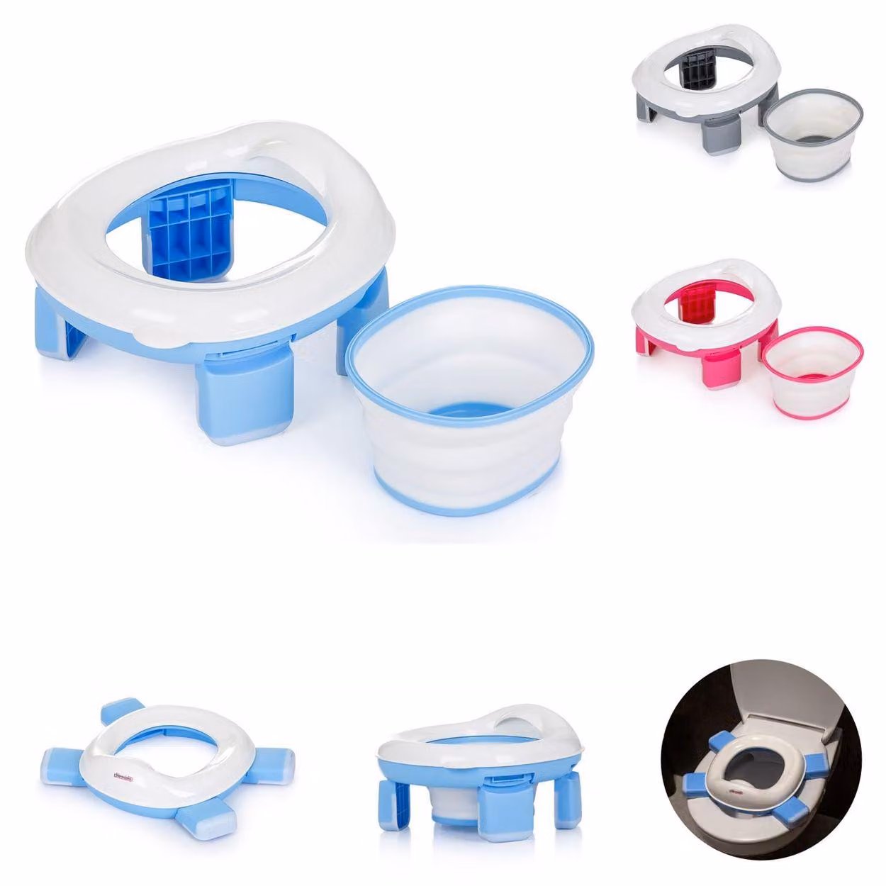 Chipolino toilet trainer 2 in 1 Viaggio navicella pieghevole forma ergonomica blu