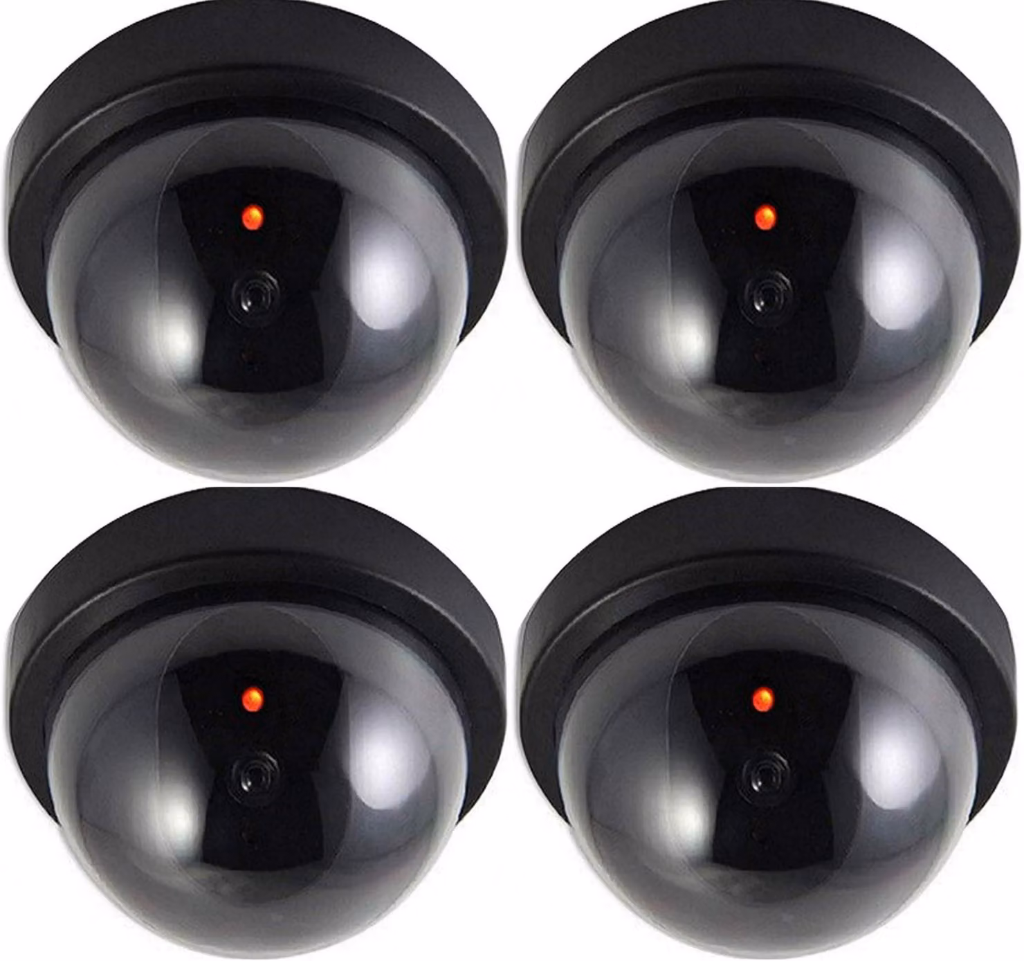 Set di 4 telecamere di sicurezza finte con luci LED lampeggianti