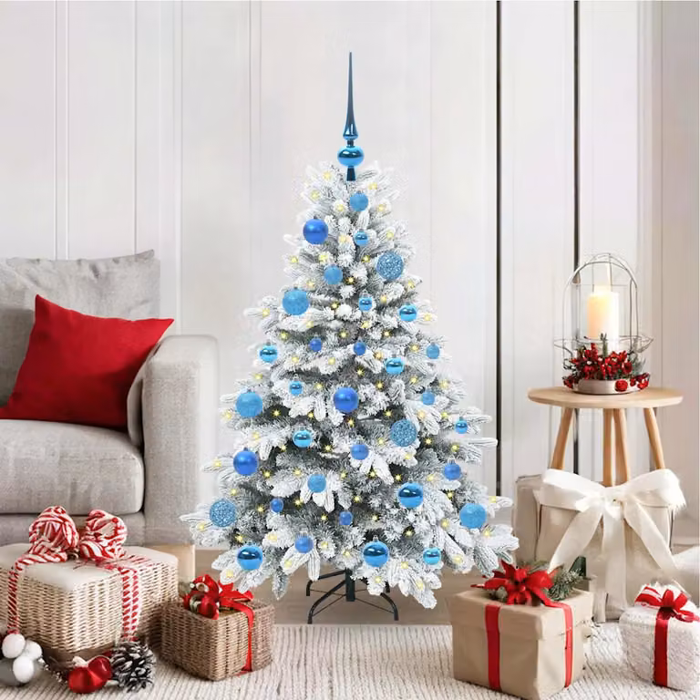 Albero di Natale artificiale bianco vidaXL con 150 LED luce bianca calda in PE e PVC, Altezza: 120 cm
