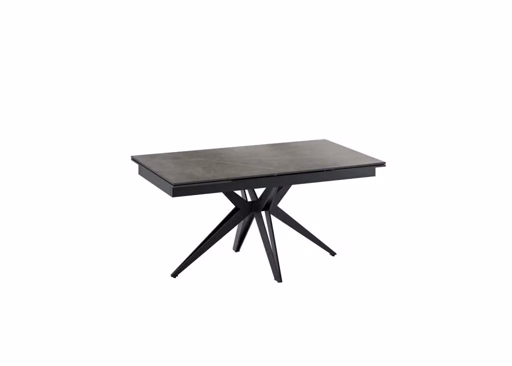 E-STYLO Tavolo allungabile in ceramica marmo grigio con base a quattro gambe in metallo nero opaco L/P/H: 160/240 x 90 x 76 cm – 4