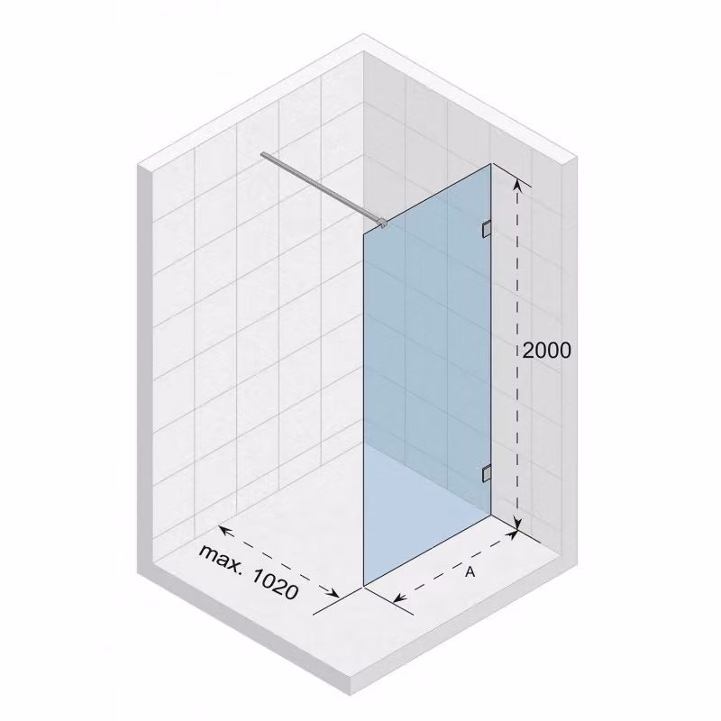 Parete doccia walk-in RIHO SCANDIC NXT 400 in vetro trasparente con cerniere cromate, L 160 cm x H 200 cm – 2