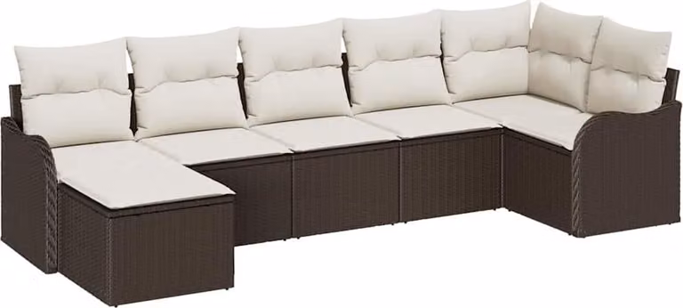 Set Divano da Giardino Marrone polyrattan