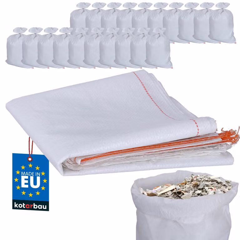 KOTARBAU® Set di 20 sacchi in PP 50x80cm 30kg per carichi pesanti bianco