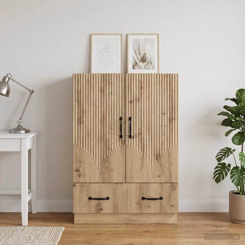 vidaXL Credenza Moderna in Legno e Metallo Marrone L: 66 cm, P: 34,5 cm, H: 92 cm