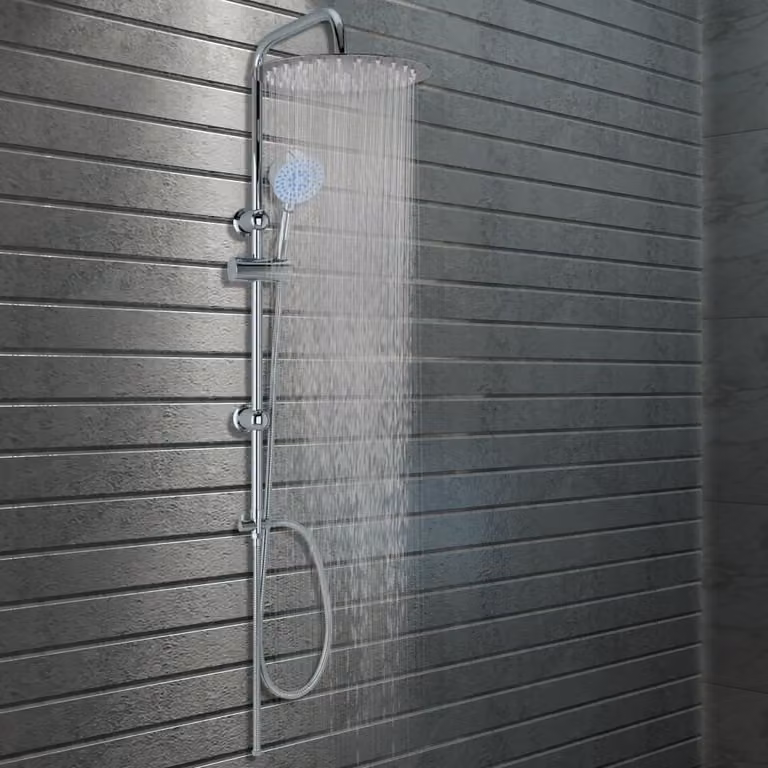 The Living Store Set doccia a doppio soffione con doccetta in acciaio inox