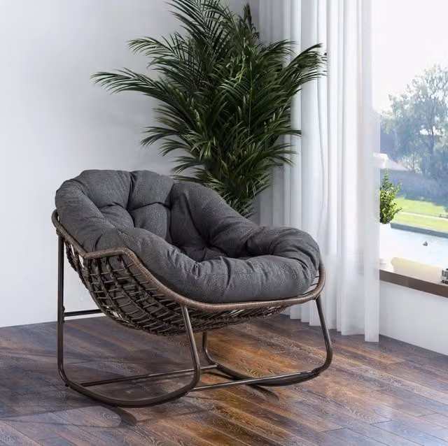 Sedia a dondolo da esterno extra larga 78 x 106 x 90 cm; grigio