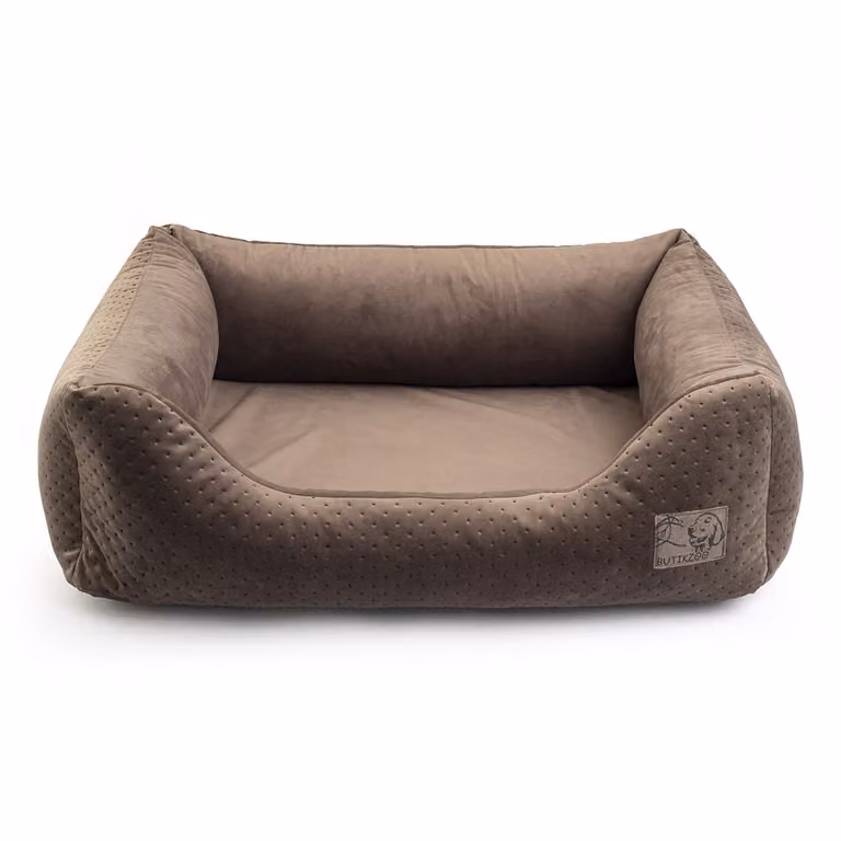 Letto per cani Premium | Misura 1: 63 x 55 x 19 cm | Letto per cani o gatti | Divano per cani, cuscino per cani, lettino per cani Velluto marrone S