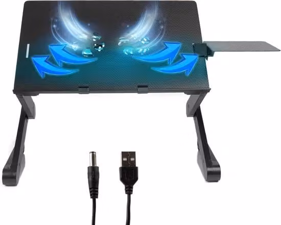 Stand per PC portatile e tablet con ventilazione e raffreddamento USB, colore nero