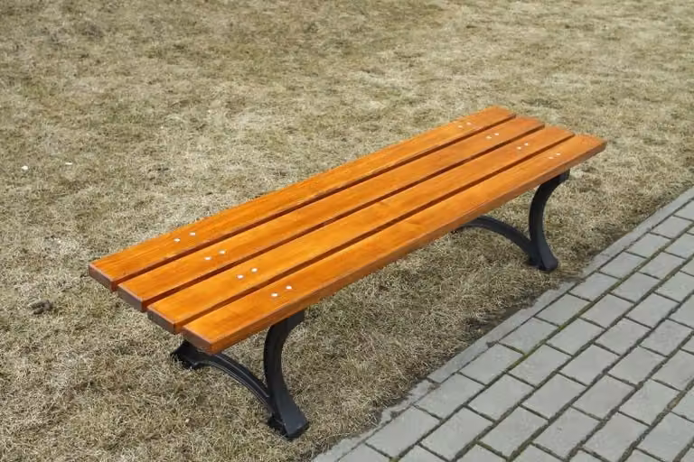 Panca da giardino senza schienale panca in legno panca da parco metallo 170x46cm