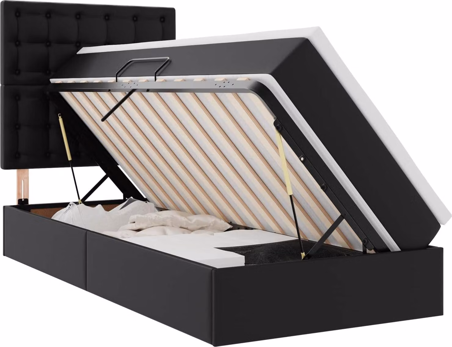 Letto con Contenitore Nero 90 x 200 cm