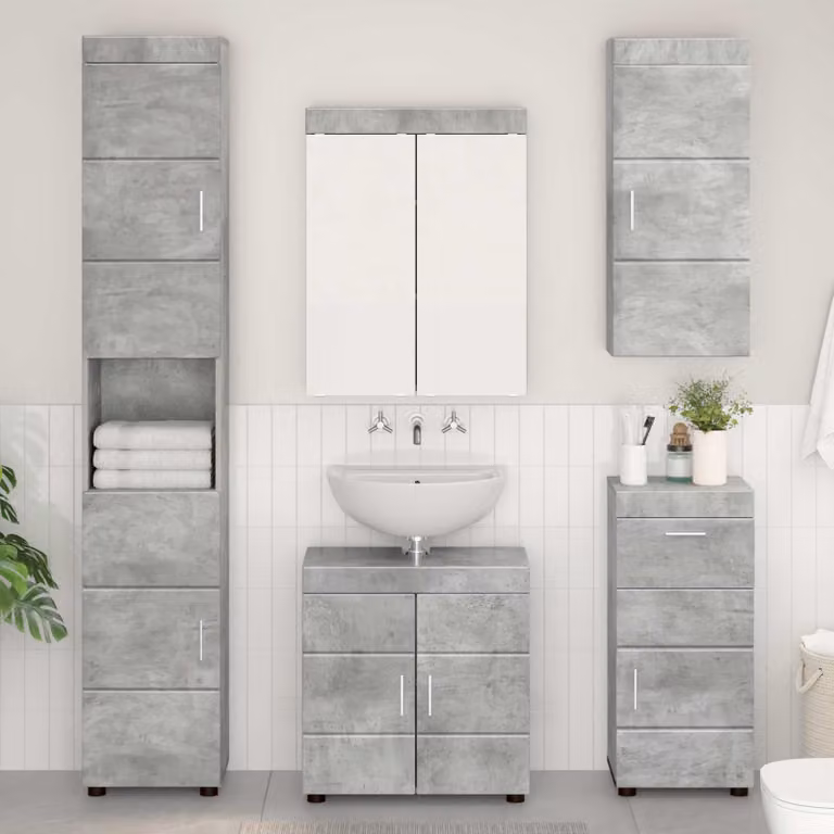 Armadio da bagno a muro vidaXL TULUM Grigio cemento L 37 cm x P 24,5 cm x H 86 cm