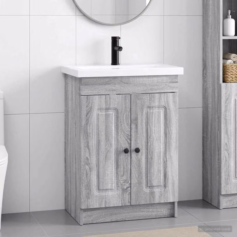 Set di mobili per il bagno moderno vidaXL Sonoma grigio L: 78,5 cm, P: 37,5 cm, H: 81 cm