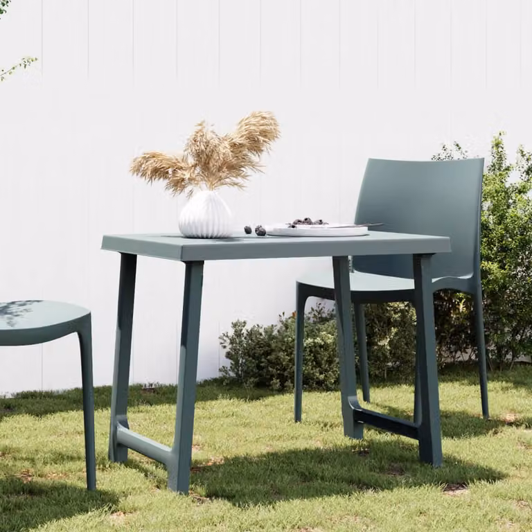 vidaXL Tavolo da Campeggio Rettangolare Verde con Aspetto Legno in Plastica L: 79 cm, P: 56 cm, H: 64 cm