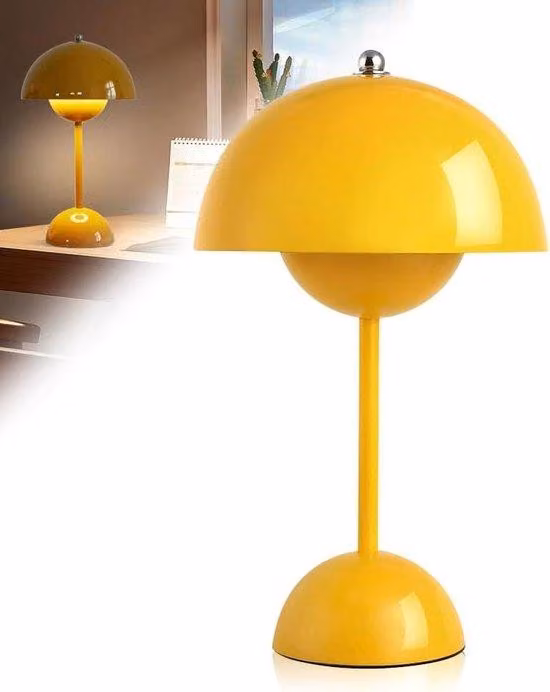 Lampada da tavolo facile da pulire, con interruttore, dal design a fungo - 3 varianti di colore - luce LED senza fili a forma di cesto di fiori - ideale per la camera da letto e l'ufficio in casa