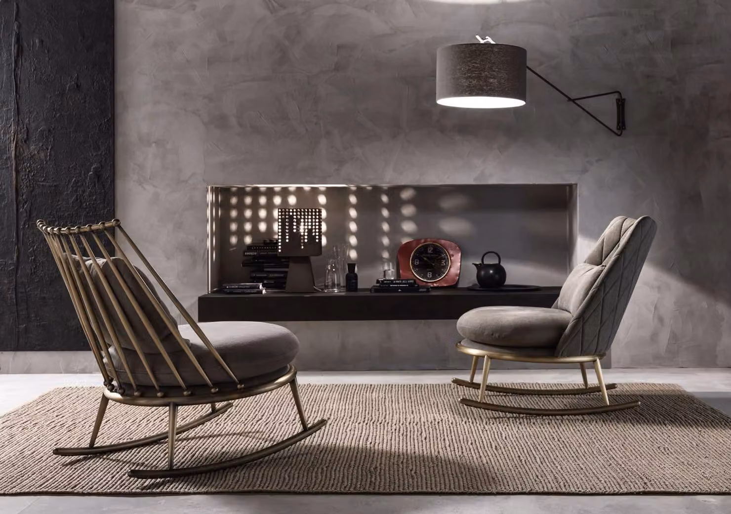Sessel Metall Design Polster Lounge Club Stuhl Sitz Luxus Zimmer Schaukel