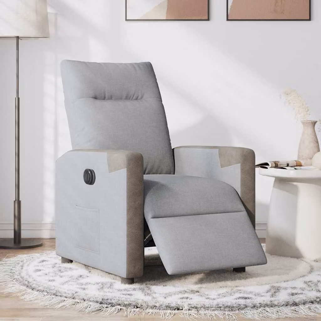 vidaXL Poltrona Elettrica Reclinabile Grigio Chiaro in Tessuto