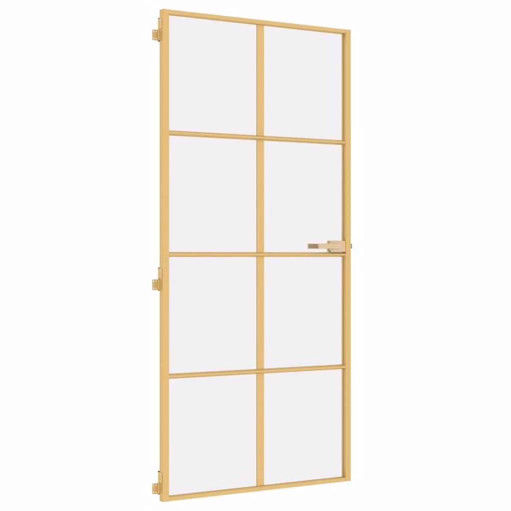 Porta Interni Sottile Oro 93x201,5cm Vetro Temperato Alluminio