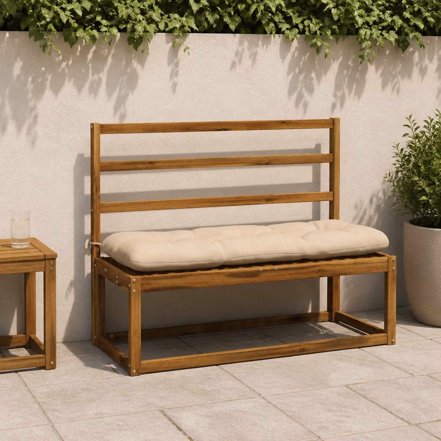 Cuscino per panchina vidaXL VIANEN in poliestere beige con rivestimento rimovibile e resistente ai raggi UV