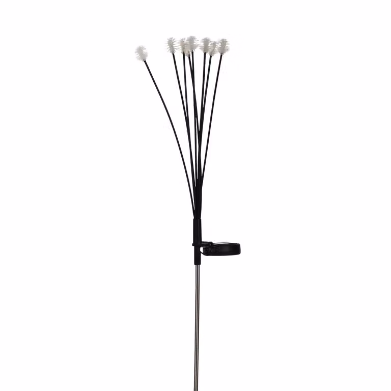 Dictrolux Lampada Solare LED da Giardino con Effetto Soffione, Luce Bianca Calda, Colore Nero, Altezza: 71 cm