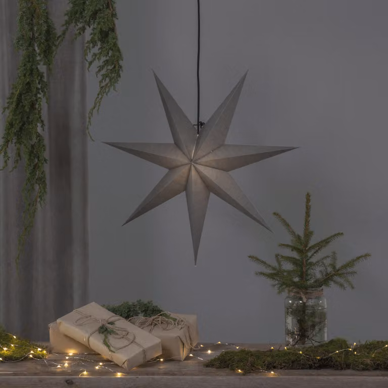 Papierstern 'Ozen', grigio, E14, 70 cm