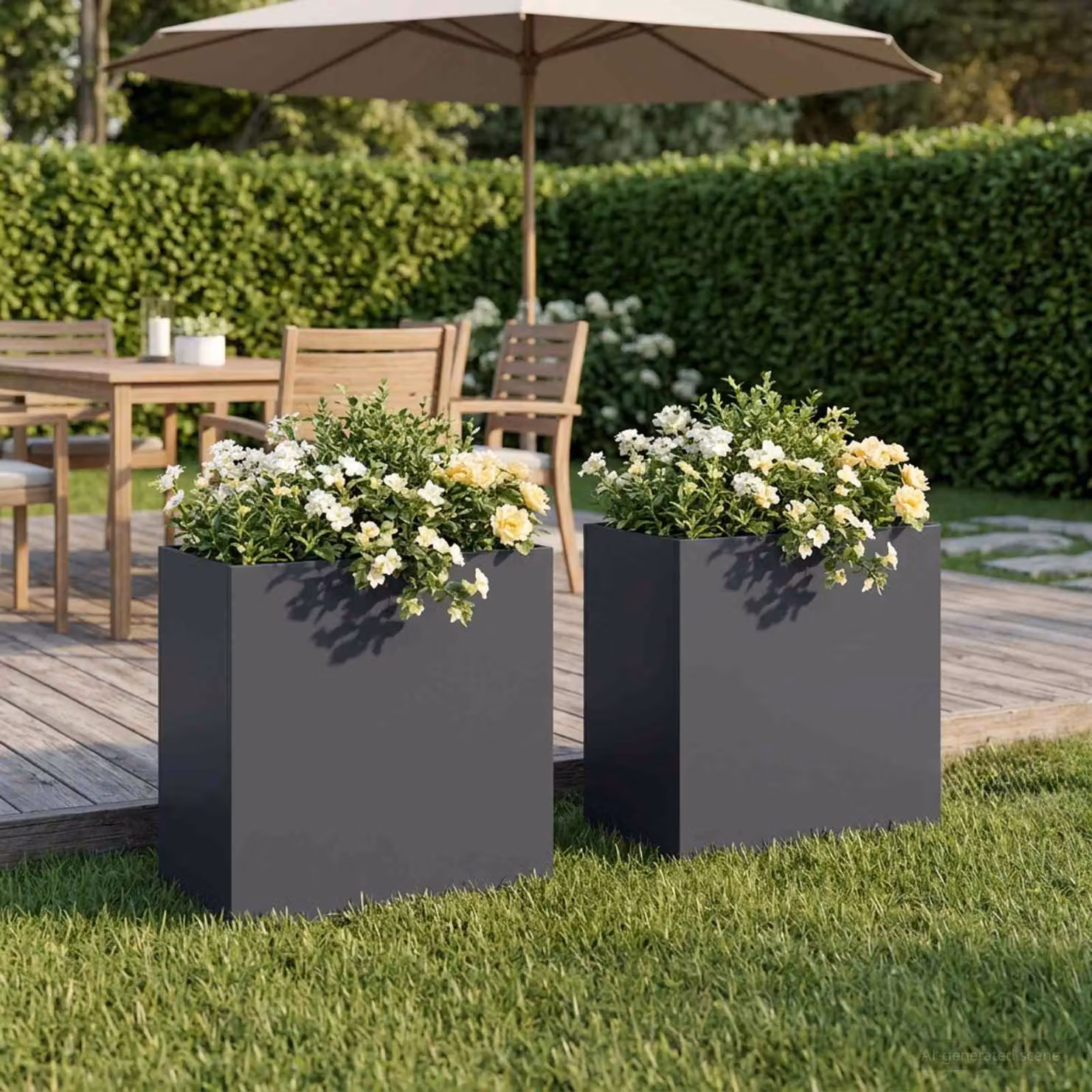 Set di 2 vasi da giardino vidaXL in metallo colore antracite L 50 x P 30 x H 50 cm