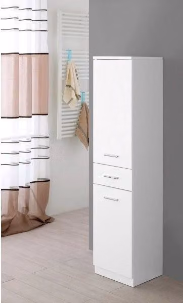 Colonna singola bianca h149 cm con due ante e un cassetto