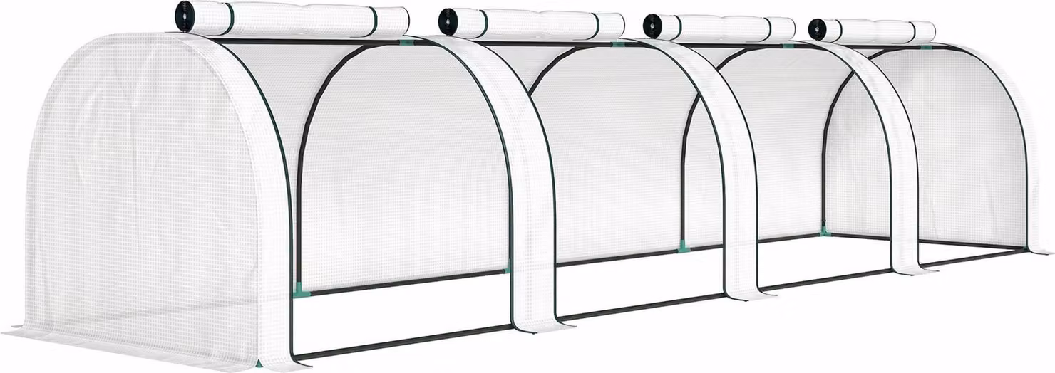 Serra invernale con porte avvolgibili con cerniera, 395x100x80 cm