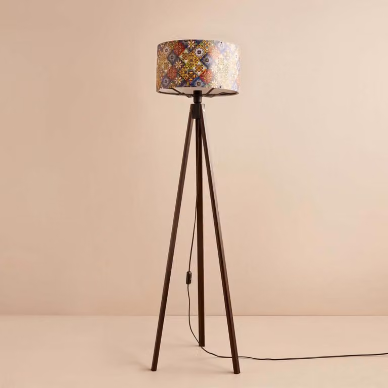 Opviq, AYD-3460, Lampada da terra, 100 % tessuto, Multicolore, 21 x 21 x 140 cm