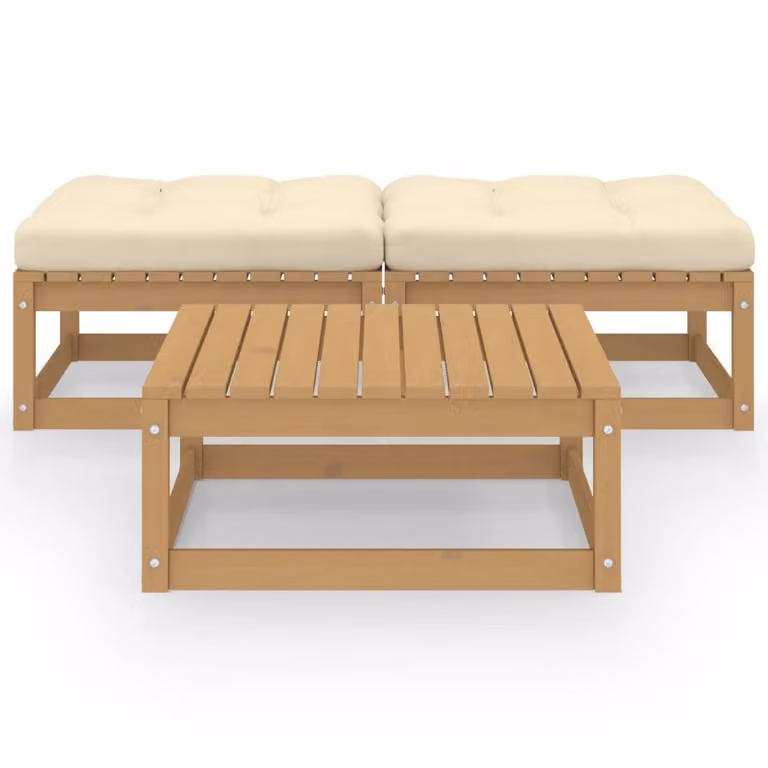 vidaXL Set di 3 pezzi da giardino con cuscini in legno di pino massiccio