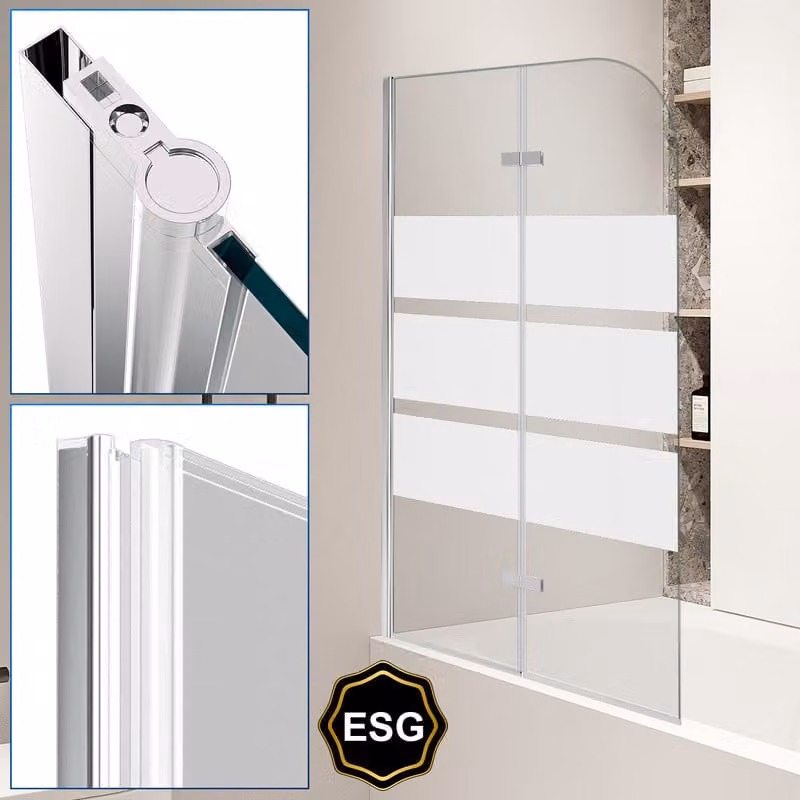 Clanmacy bagno allegato doccia schermo pieghevole vasca da bagno cabina doccia in 6 mm NANO 180 ° ESG vetro trasparente destra e sinistra montabile 2 pezzi pieghevole 100 * 140CM bianco