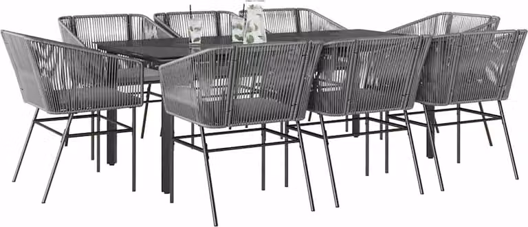 Maison Exclusive - Set da Pranzo da Giardino 9 pz con Cuscini Polyrattan Vetro