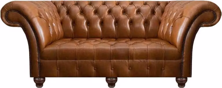 Brauner Chesterfield Leder Dreisitzer Wohnzimmer Moderne Polstercouchen