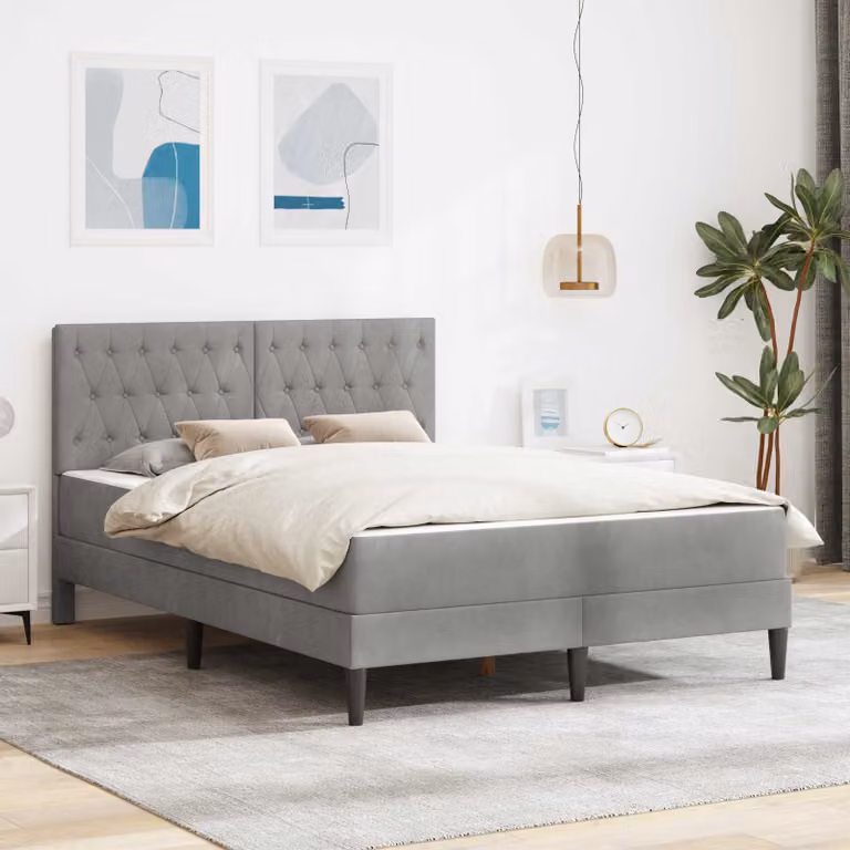 Letto imbottito con materasso vidaXL in tessuto grigio L/P/H: 120 x 200 x 96 cm