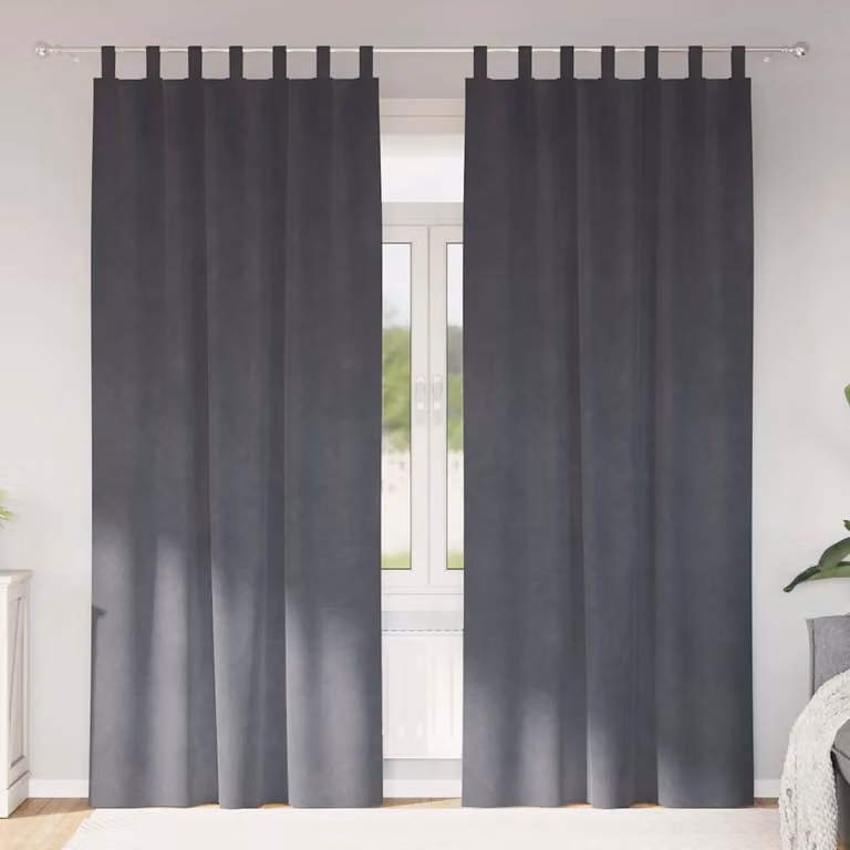 Set di 2 tende oscuranti in velluto vidaXL, colore grigio, L: 140 cm, H: 245 cm