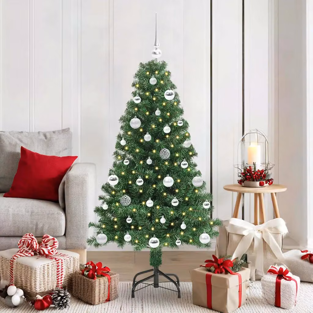 Albero di Natale artificiale vidaXL verde con 150 LED luce bianca calda, Altezza: 150 cm