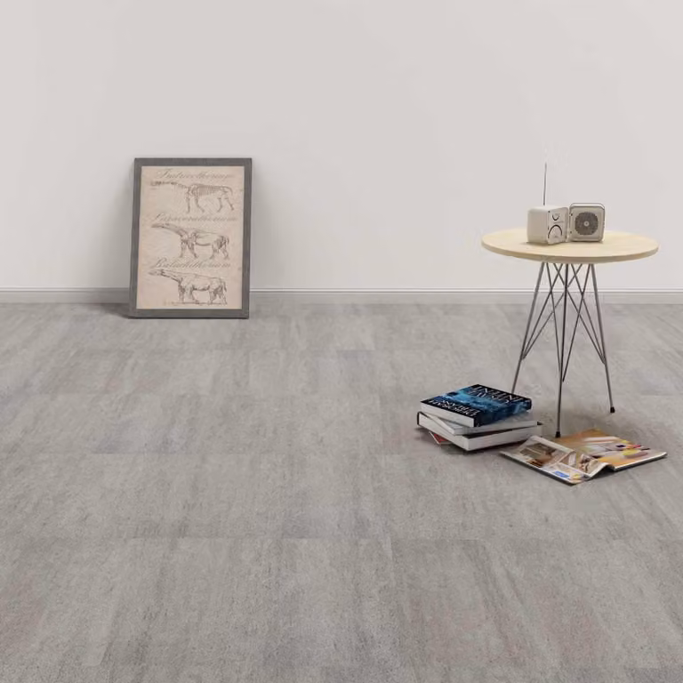Tavole per pavimenti autoadesive vidaXL in PVC, Grigio, 5,11 m² (55 pezzi)