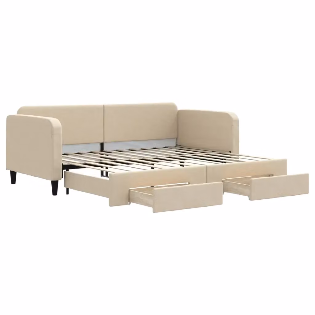 Divano Letto Moderno vidaXL in Tessuto Beige per Soggiorno e Camera da Letto – 2